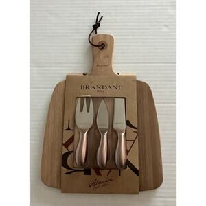 Brandani Italy Wooden Cheese Knife Set Acacia Cutting Board and 3 Servers NOB